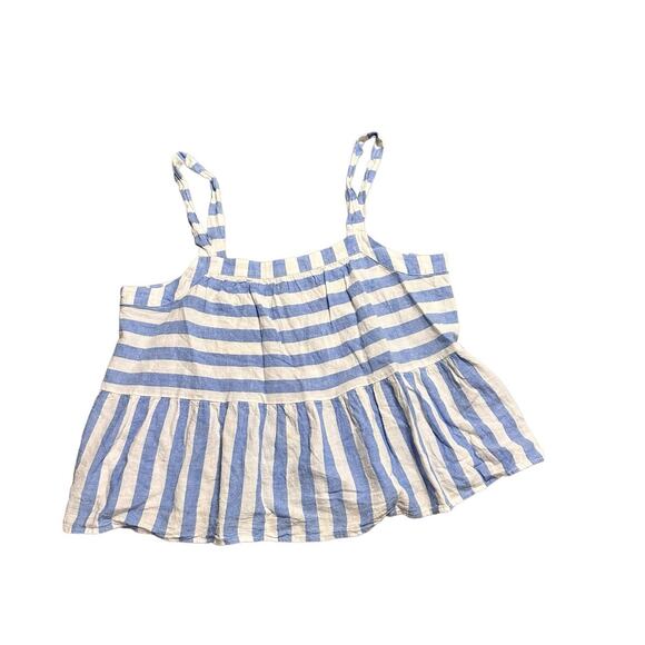 Ann Taylor Loft Blue and White Striped Linen Viscose Blend Tank Top Size Large - Picture 1 of 8